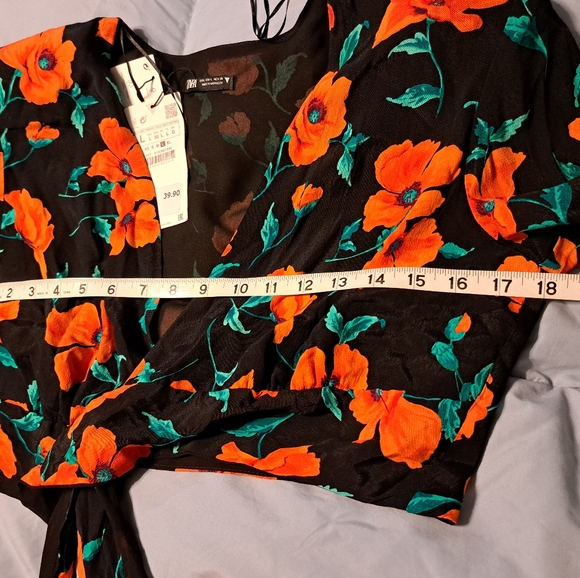 Zara Tie Front Crop Top Size L - Picture 10 of 12